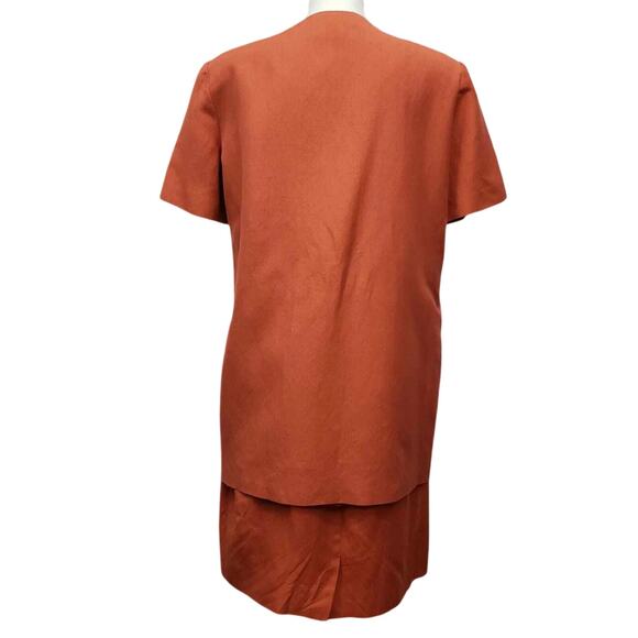 Theo Miles Jacket and Skirt Suit Set Plus Size 14 Linen Rayon Orange Vintage - Picture 5 of 12